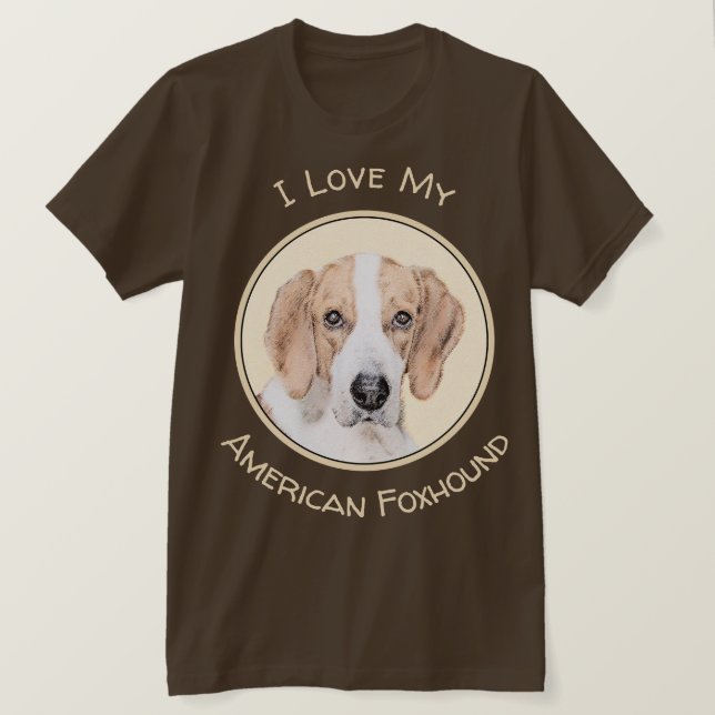 American Foxhound Painting - Cute Original Hund Ar T Shirt (Design framsida)