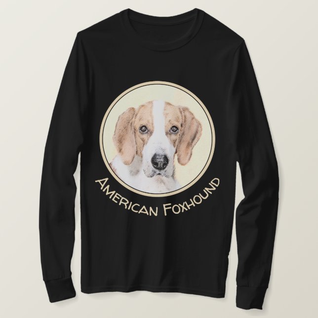 American Foxhound Painting - Cute Original Hund Ar T Shirt (Design framsida)