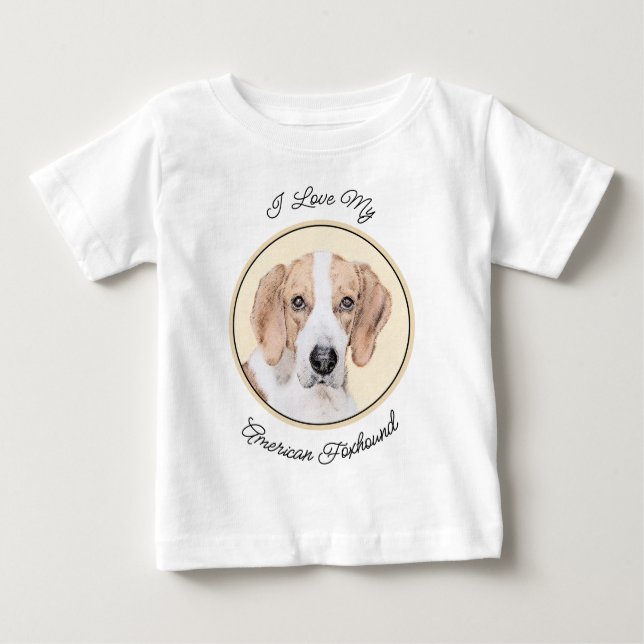 American Foxhound Painting - Cute Original Hund Ar T Shirt (Framsida)