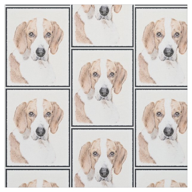American Foxhound Painting - Cute Original Hund Ar Tyg (Provkarta)