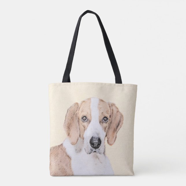American Foxhound Painting - Cute Original Hund Ar Tygkasse (Baksida)