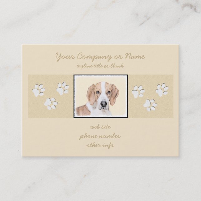 American Foxhound Painting - Cute Original Hund Ar Visitkort (Framsida)