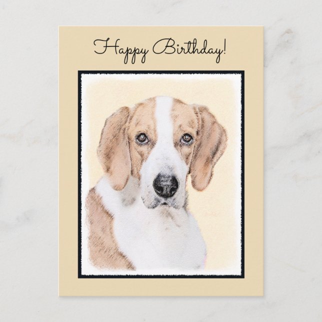 American Foxhound Painting - Cute Original Hund Ar Vykort (Framsida)