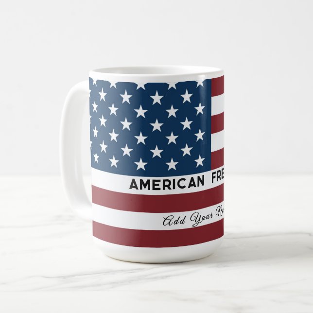American Freedom Personalized Name Kaffemugg (Framsida vänster)