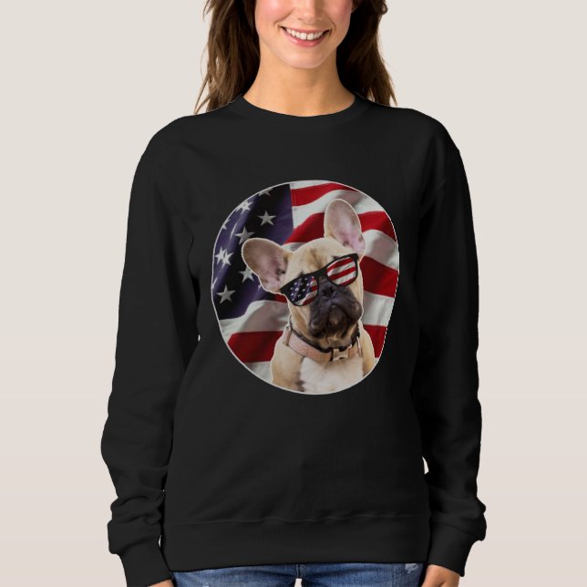 American Frenchie Dog  USA Flag T Shirt (Framsida)