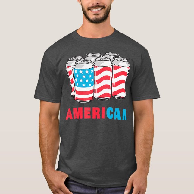AmeriCan Funny 4:e juli Beer Patriotic USA T Shirt (Framsida)