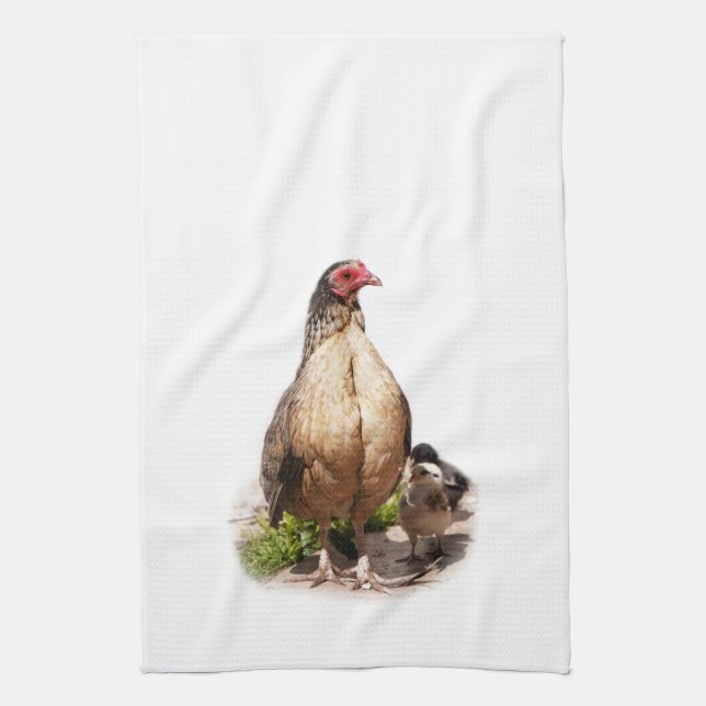 American Game Hen och Baby Chickens Kökshandduk (Vertikal)