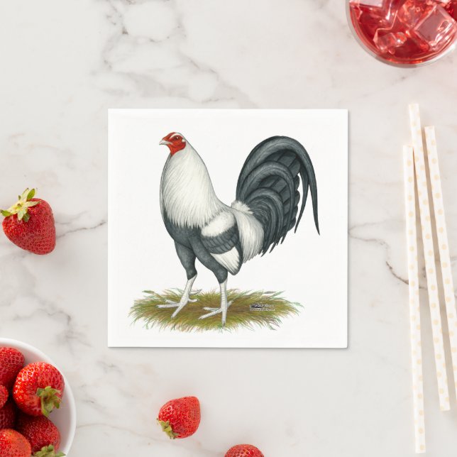 American Game Silver Blue Gamecock Pappersservett (Insitu)