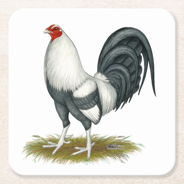 American Game Silver Blue Gamecock Underlägg Papper Kvadrat (Framsidan)