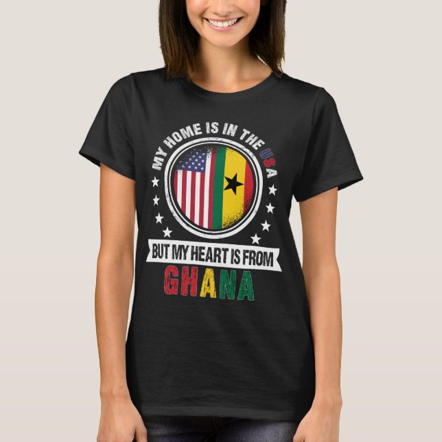American Ghanaian Flag Heart from Ghana Patriot T Shirt (Framsida)