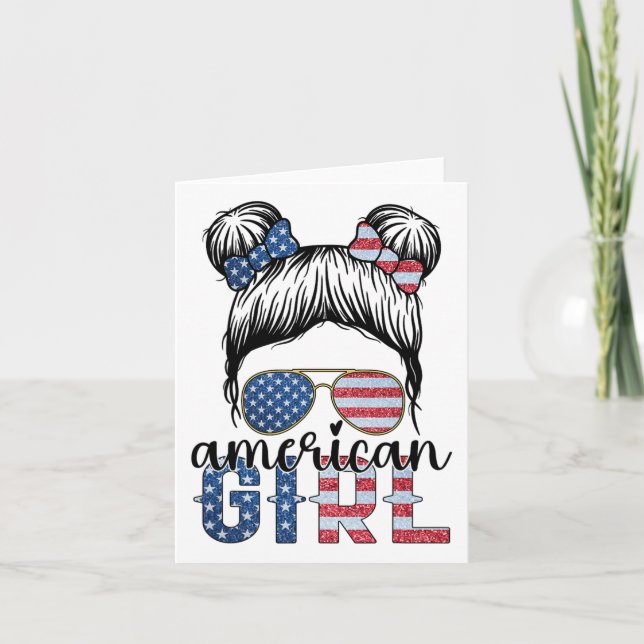 American Girl 4:e Juli Rufsylta Usa Flagga Ameri Kort (Framsida)