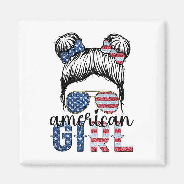 American Girl 4:e Juli Rufsylta Usa Flagga Ameri Magnet (Framsidan)