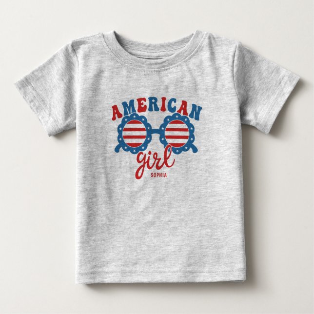 American Girl 4:e juli Sunglasses Summer T Shirt (Framsida)