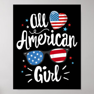American Girl American Flag 4:e juli Patr Poster