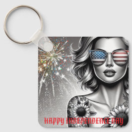 American Girl Flagga Sunglasses and Fireworks Anpa Nyckelring