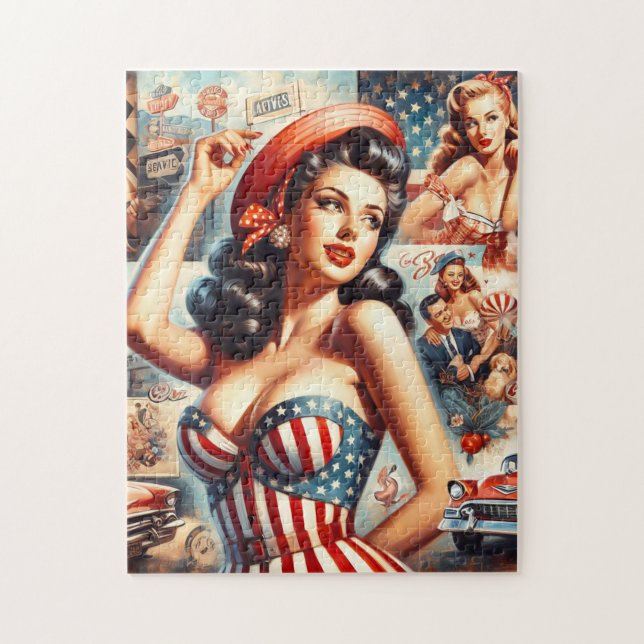 American Girl Pin-Up Collage Pussel (Vertikal)