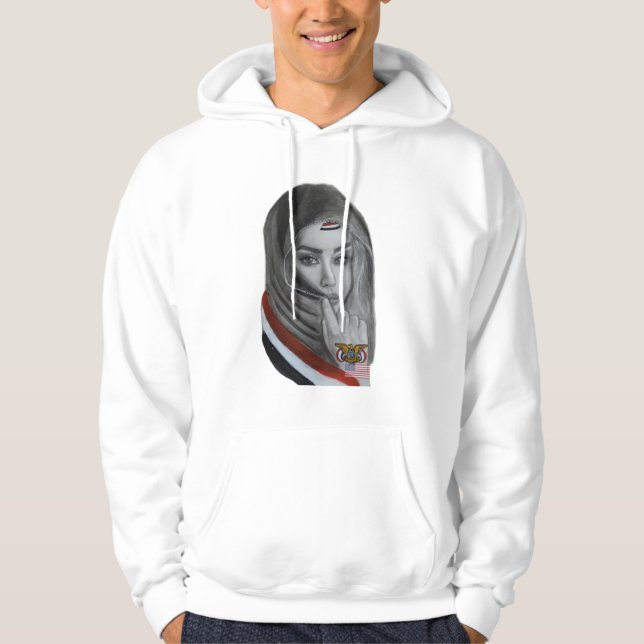 American Girl with Yemeni Roots – Yemen Flag Hoodie (Framsida)