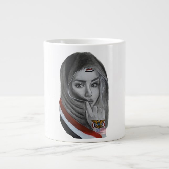 American Girl with Yemeni Roots – Yemen Flag Jumbo Mugg (Framsidan)