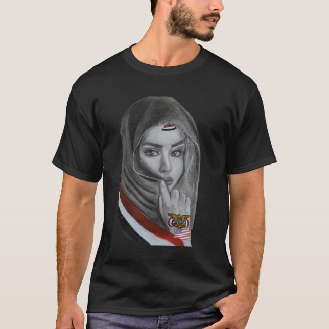 American Girl with Yemeni Roots – Yemen Flag T Shirt (Framsida)
