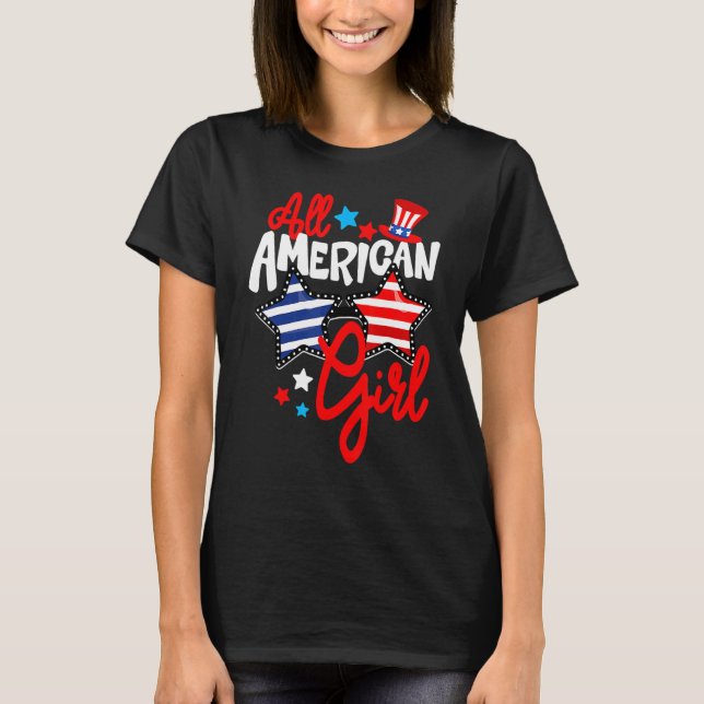 American Girls Patriotic, 4:e Roligten för familje T Shirt (Framsida)