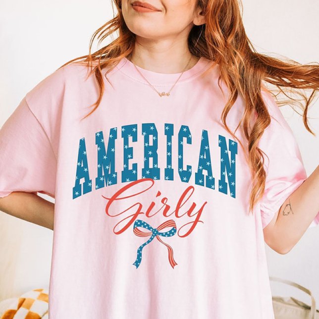 American Girly Shirt, Coquette 4 juli T Shirt (Skapare uppladdad)