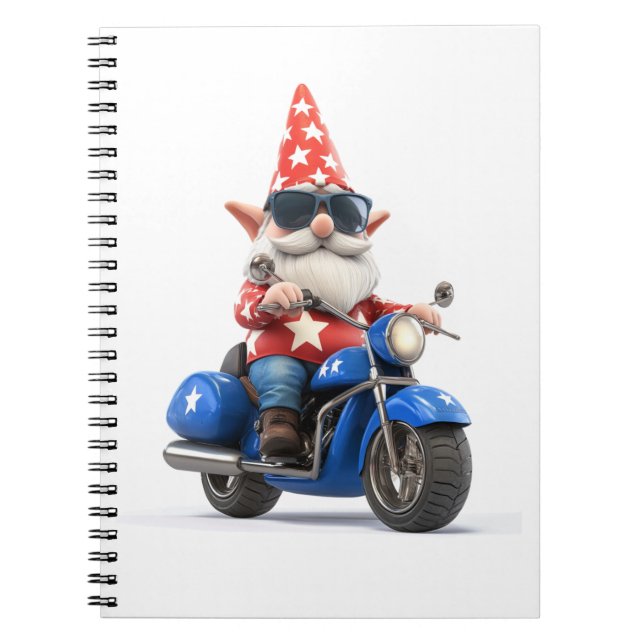 American Gnome Riding Motorcykel Anteckningsbok (Framsidan)