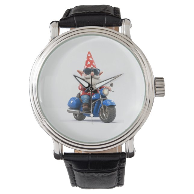 American Gnome Riding Motorcykel Armbandsur (Framsida)