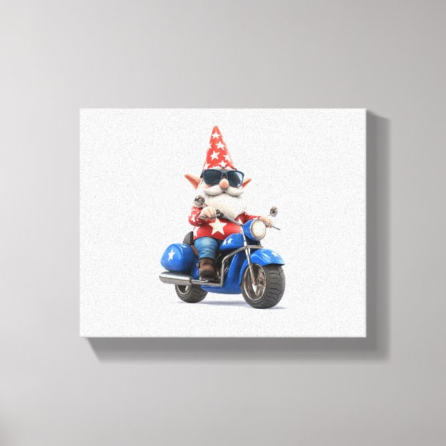American Gnome Riding Motorcykel Canvastryck (Framsida)