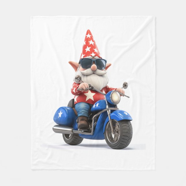 American Gnome Riding Motorcykel Fleecefilt (Framsidan)