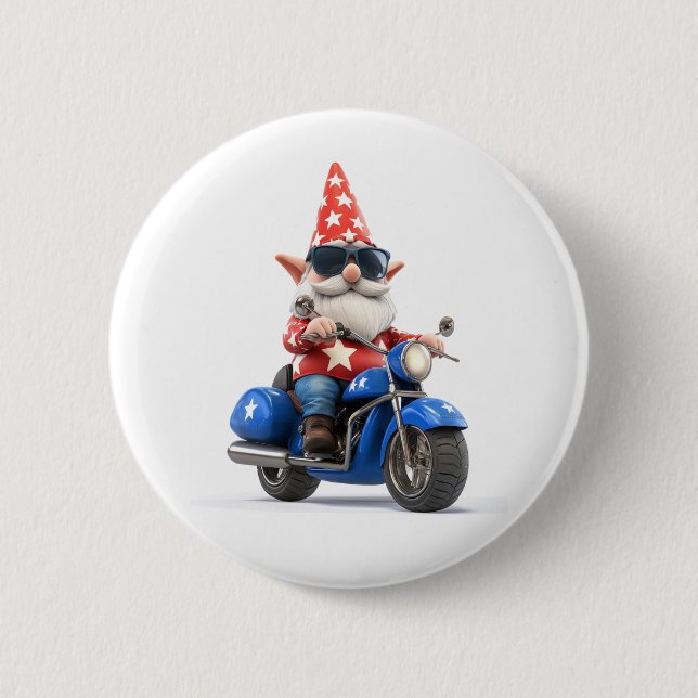 American Gnome Riding Motorcykel Knapp (Framsida)