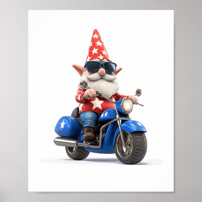 American Gnome Riding Motorcykel Poster (Framsidan)
