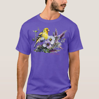 American Goldfinch Backyard Birds Lavender Garden T Shirt