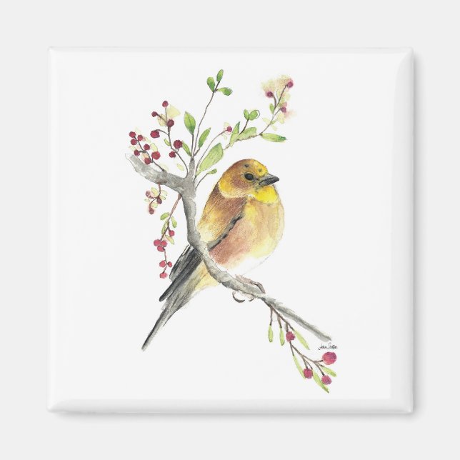 American Goldfinch Bird Watercolor Art Magnet (Framsidan)