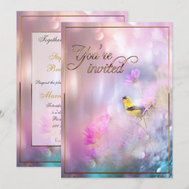 American Goldfinch & Flowers/Guld Trim Inbjudningar