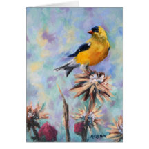 American Goldfinch på Thistle Greeting Card