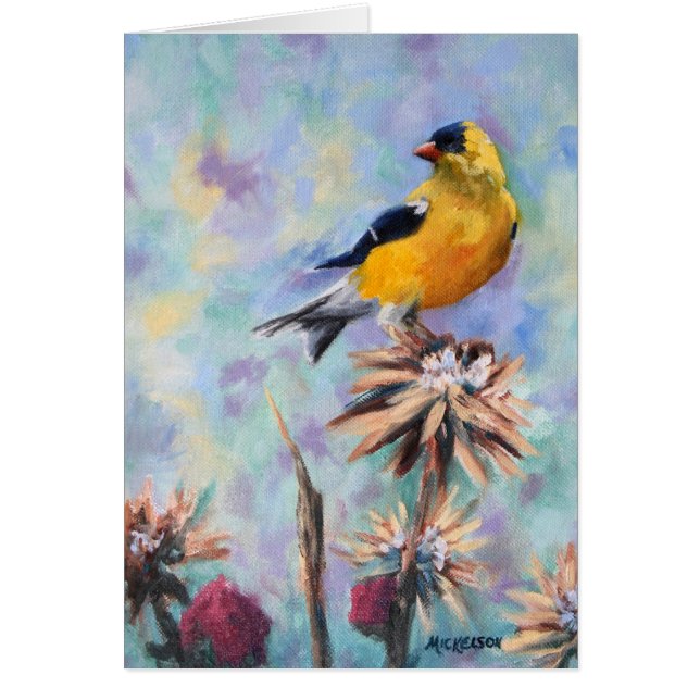 American Goldfinch på Thistle Greeting Card OBS Kort (Framsidan)