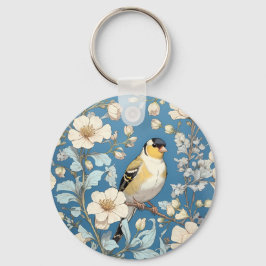 American Goldfinch William Morris Inspired Nyckelring