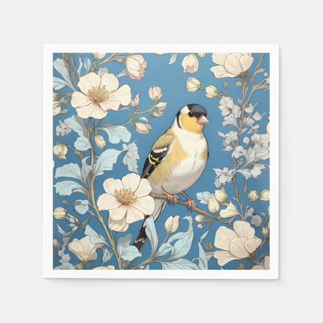 American Goldfinch William Morris Inspired Pappersservett (Framsidan)