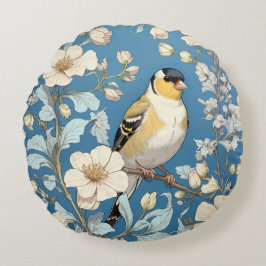 American Goldfinch William Morris Inspired Rund Kudde