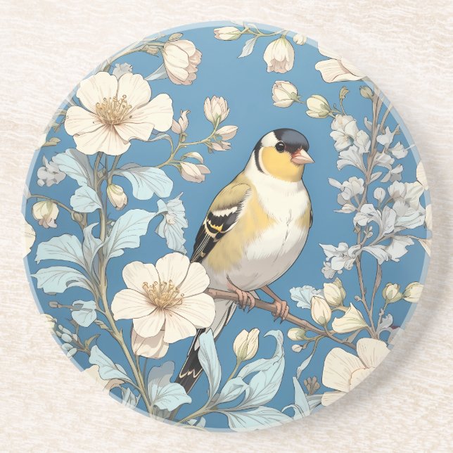 American Goldfinch William Morris Inspired Underlägg (Framsidan)