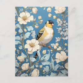 American Goldfinch William Morris Inspired Vykort