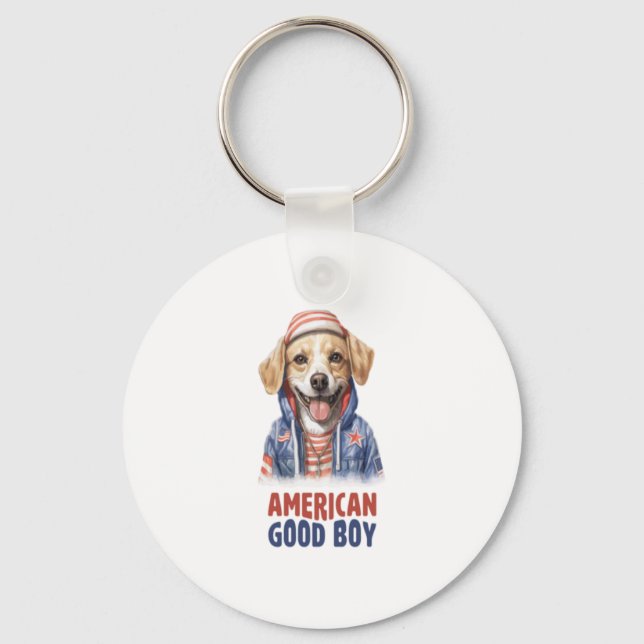 American GoodBoy Hund US Jacka i juli Nyckelring (Framsida)