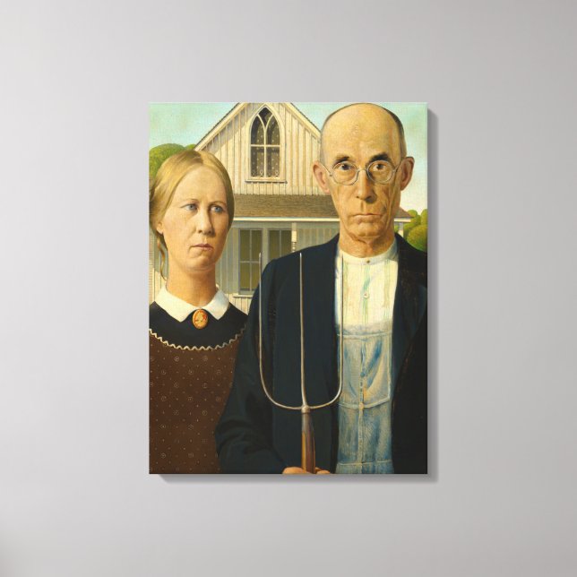 American Gothic, 1930 by Grant Wood Canvastryck (Framsida)