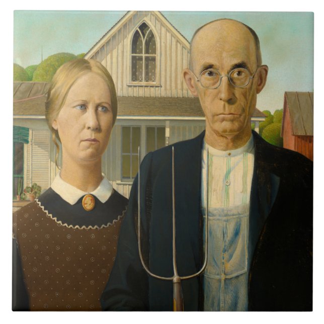 American Gothic, 1930 by Grant Wood Kakelplatta (Framsidan)
