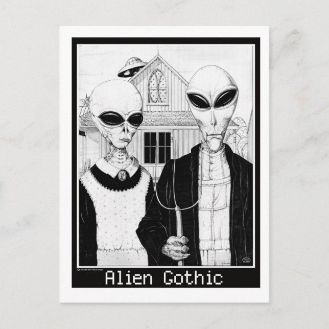 American Gothic, Alien Porträtt, Utomjordingar Vykort (Framsida)