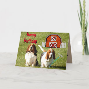 "American Gothic" Birthday Card w/Funny Bassets Kort
