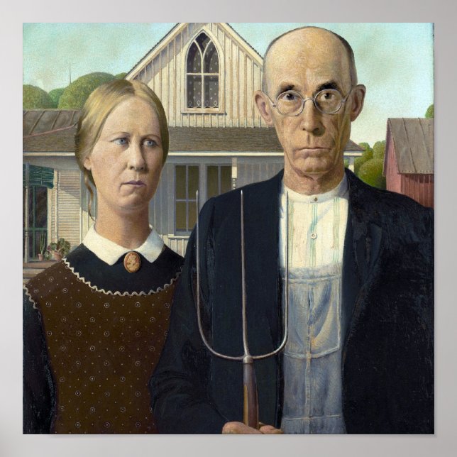 American Gothic by Grant DeVolson Wood Poster (Framsidan)