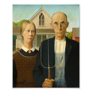 American Gothic by Grant Wood Fototryck
