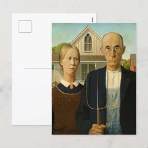 American Gothic by Grant Wood Helg Vykort
