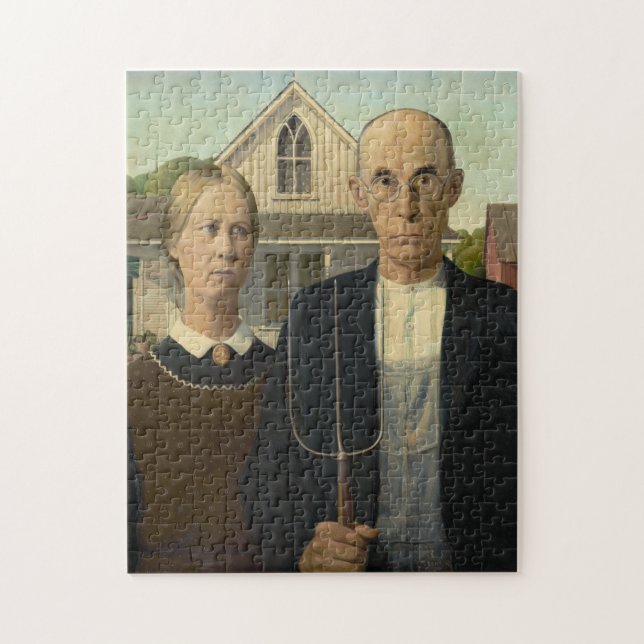 American Gothic by Grant Wood Pussel (Vertikal)